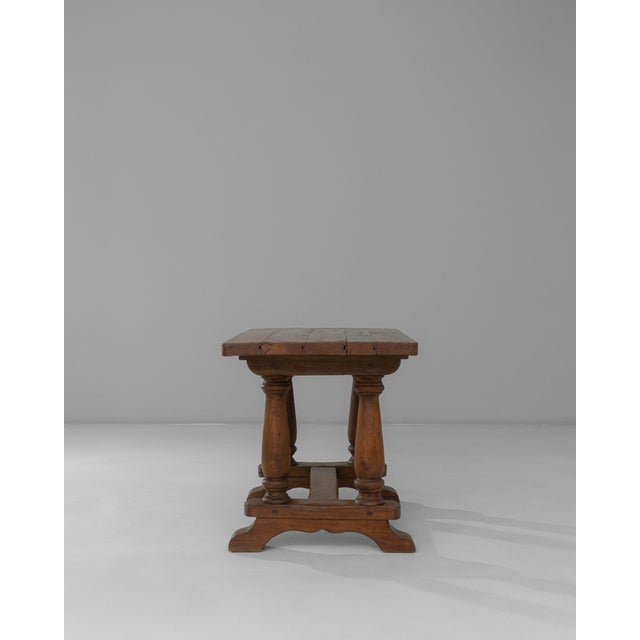 19th Century Luxembourg Provincial Oak Trestle Console Table In Original Patina For Sale - Image 4 of 18