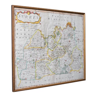 Antique Surrey Map, English, County Cartography, Atlas, Robert Morden, c.1700 For Sale