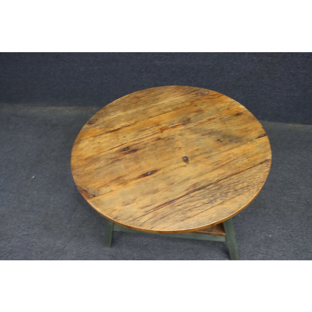 French Country Pine Coffee Table With Painted Trestle Base For Sale - Image 12 of 14