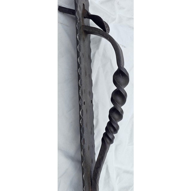 Antique 1910s Hand-Forged Wrought Iron Door Pull 24" Twist Grip W/ Keyhole For Sale - Image 11 of 18