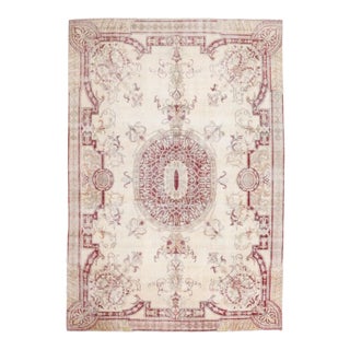 Mid 20th Century Large Vintage Turkish Oushak Rug For Sale