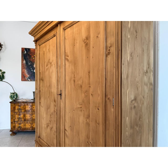 Antique Farmhouse Wardrobe in Softwood For Sale - Image 13 of 16