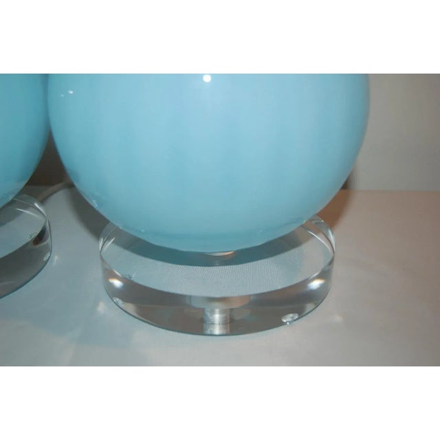 Joe Cariati Glass Lamps Blue For Sale - Image 9 of 11