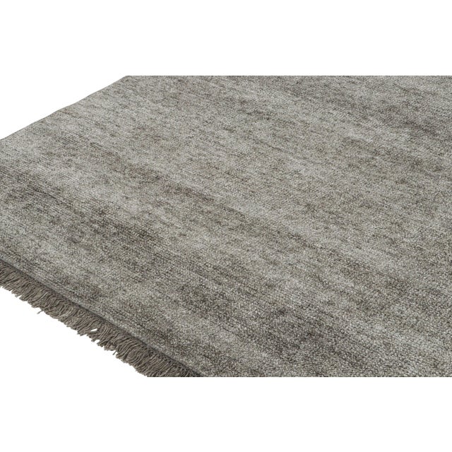 Contemporary 2010s Rug & Kilim’s Modern Rug in Solid Silver-Gray Tone-on-Tone Striae For Sale - Image 3 of 7
