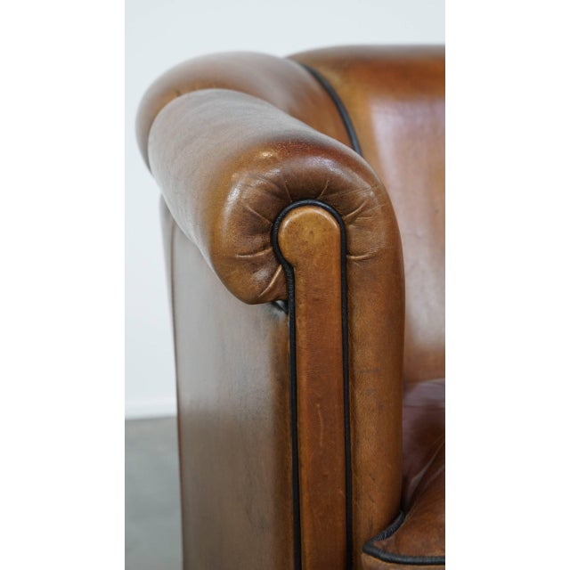 Cognac-Colored Leather Club Chair For Sale - Image 10 of 12