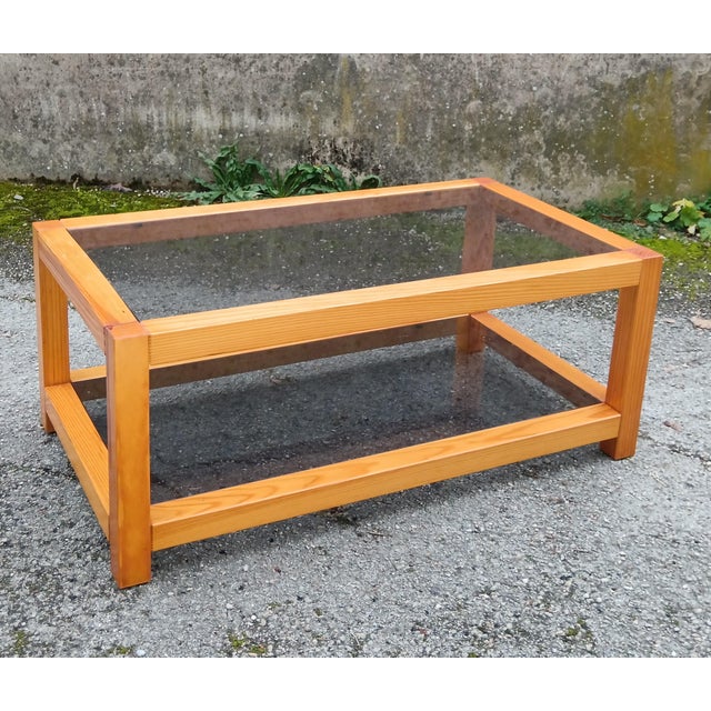 Side Table in Wood and Tinted Glass, 1980s For Sale - Image 3 of 9