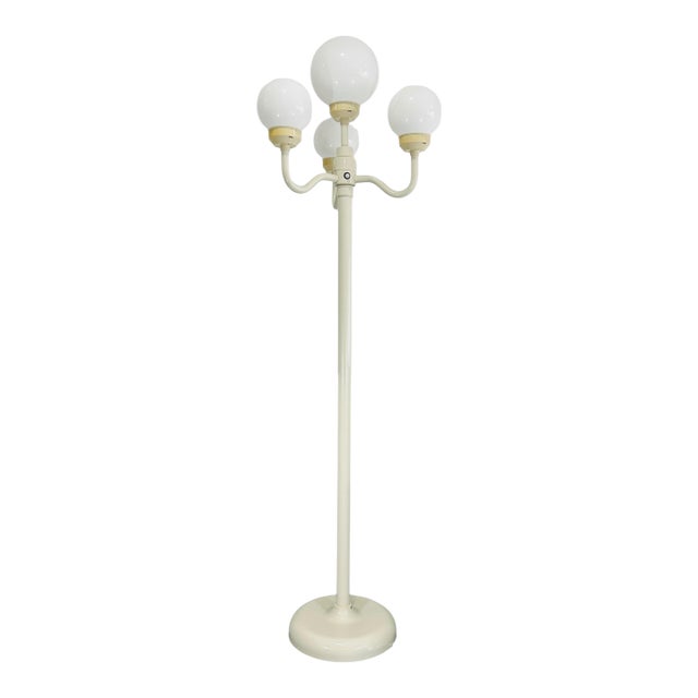 Vintage European Street Lamp, 4-Globe Outdoor Floor Lamp, Mid-Century Patio Light, Plastic Yard Decor For Sale