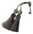 Pair of Ash Gray and Stone Colored Beaded Key Tassels - H 4.75" For Sale