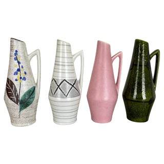 Vintage Fat Lava Pottery Vases from Scheurich Foreign, Germany, 1950s, Set of 4 For Sale