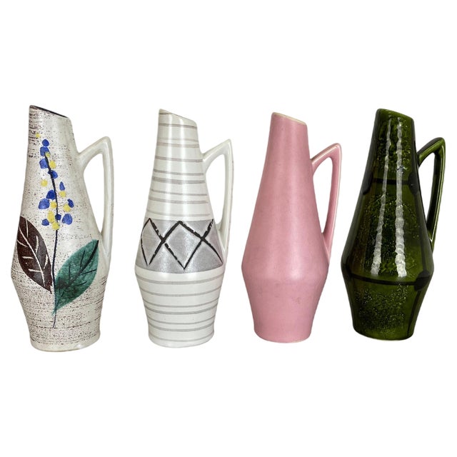 Vintage Fat Lava Pottery Vases from Scheurich Foreign, Germany, 1950s, Set of 4 For Sale