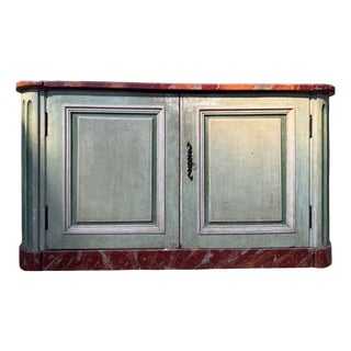 Low Louis XIV Painted Wood and Faux Marble Sideboard with Plinth For Sale