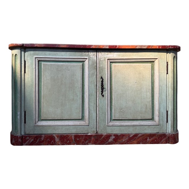 Low Louis XIV Painted Wood and Faux Marble Sideboard with Plinth For Sale