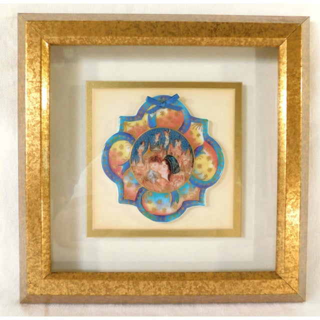Gorgeous Edna Hibel hand painted miniature collector plate framed in a beautiful ornate gold frame. Circa 1980s. Ready to...