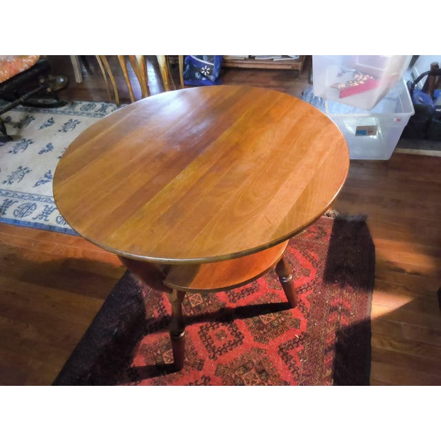 Brown Vintage Bucks County Two-Tier Provincial, Mid Century Modern, Solid Cherry Gueridon Accent Table For Sale - Image 8 of 9