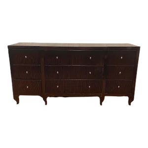 1990s Barbara Barry for Baker Furniture Reeded Mahogany Triple Dresser