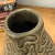 Rustic Warm Olive-Taupe Ceramic Vase with Organic Abstract Pattern For Sale - Image 3 of 9