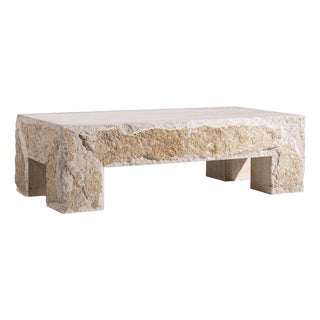 Stone International Mid Century Travertine Coffee Table For Sale