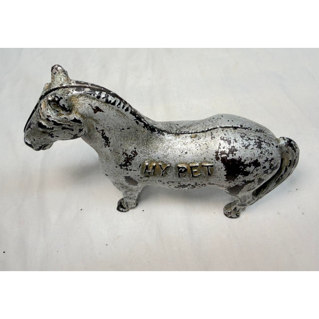 Figurative Antique 1905 Cast Iron My Pet Horse Animal Still Coin Bank by Arcade Foundry For Sale - Image 3 of 8