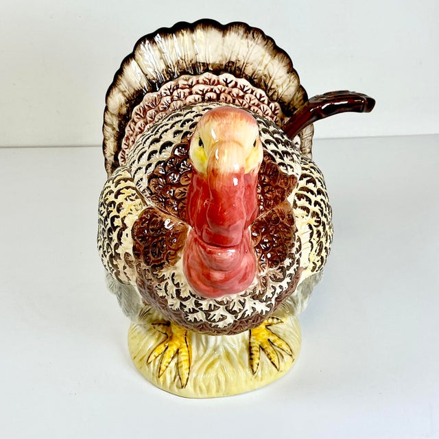 1970s 1970s Vintage Americana Boho Chic Arts & Crafts Turkey Soup Tureen With Ladle For Sale - Image 5 of 18