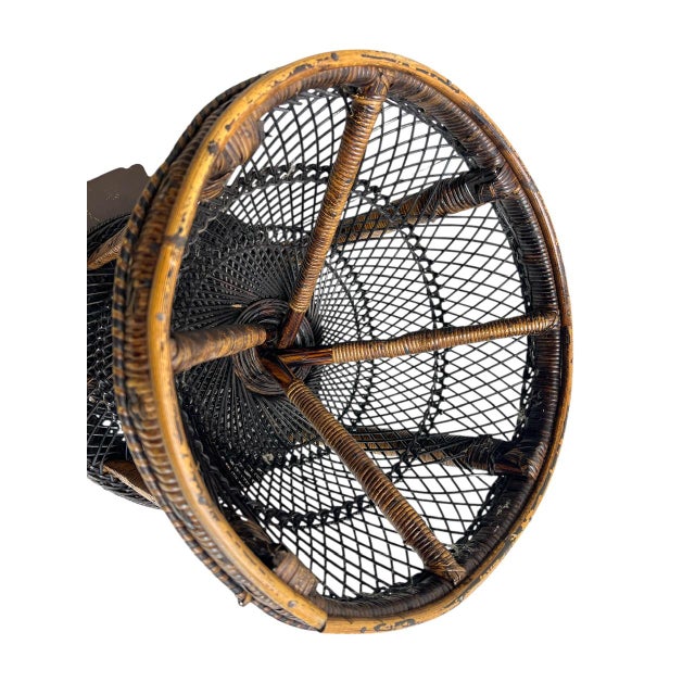 Rattan Wicker Diabolo Stool from Emmanuelle, 1970s For Sale - Image 6 of 7