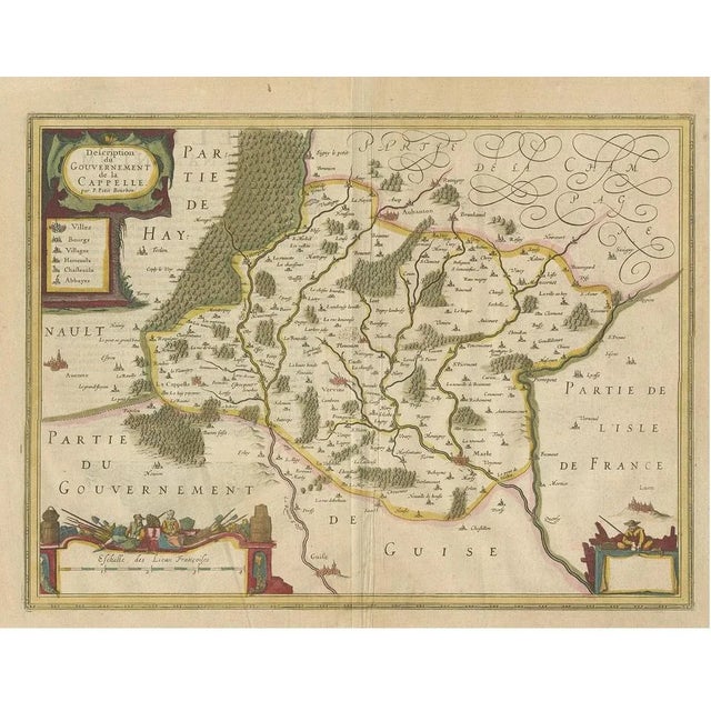 Antique map titled ' du Gouvernement de la Cappelle'. Old map of the region of Hauts-de-France including the cities of...