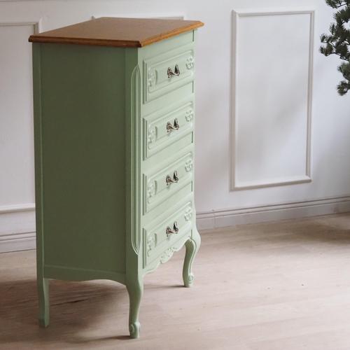 Antique Louis XV Style French Mint Green Chest of Drawers, 1920 For Sale - Image 9 of 12