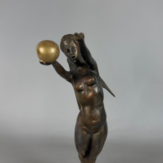 20th Century Nude Goddess Nike Winged Victory Sculpture in Bronze with Marble Base For Sale - Image 4 of 8