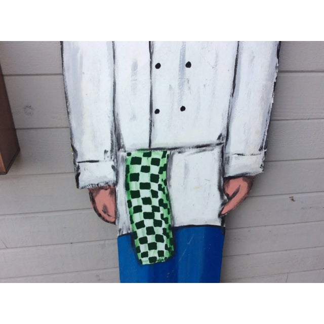 Wood Vintage Late 20th Century French Wood Painted Two Sided Chef Sign For Sale - Image 7 of 13