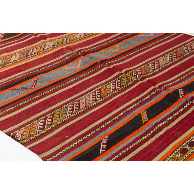 Mid 20th Century Traditional Striped Kilim For Sale - Image 9 of 10
