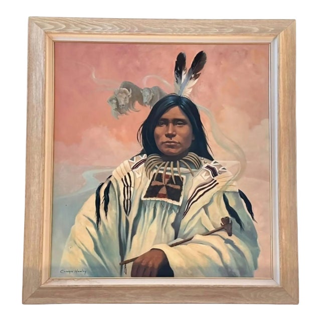 1990s Carolyne Hawley "The Old Ways" Native American Portrait Oil on Canvas For Sale