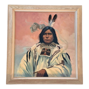 1990s Carolyne Hawley "The Old Ways" Native American Portrait Oil on Canvas