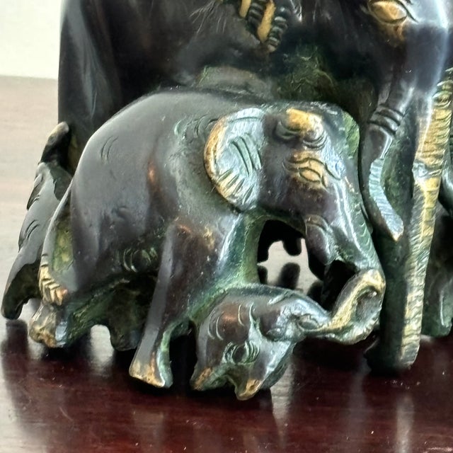 Mid-20th Century Brass Elephant Figure W/ Calves For Sale - Image 12 of 12