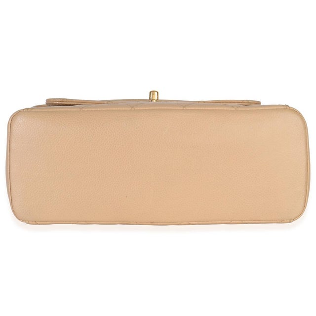 1950s Vintage 24K Beige Quilted Caviar CC Shoulder Handbag For Sale - Image 5 of 9