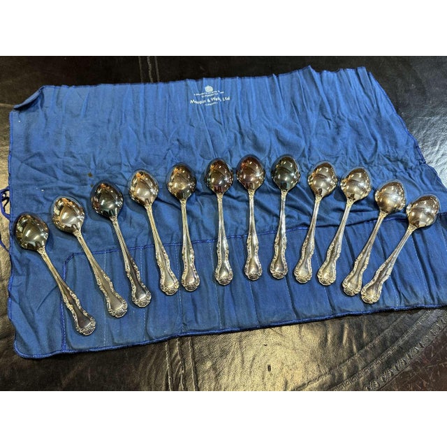 Large Silver-Plated Spoons in Russell Pattern by Mappin & Webb, Set of 12 For Sale - Image 4 of 4