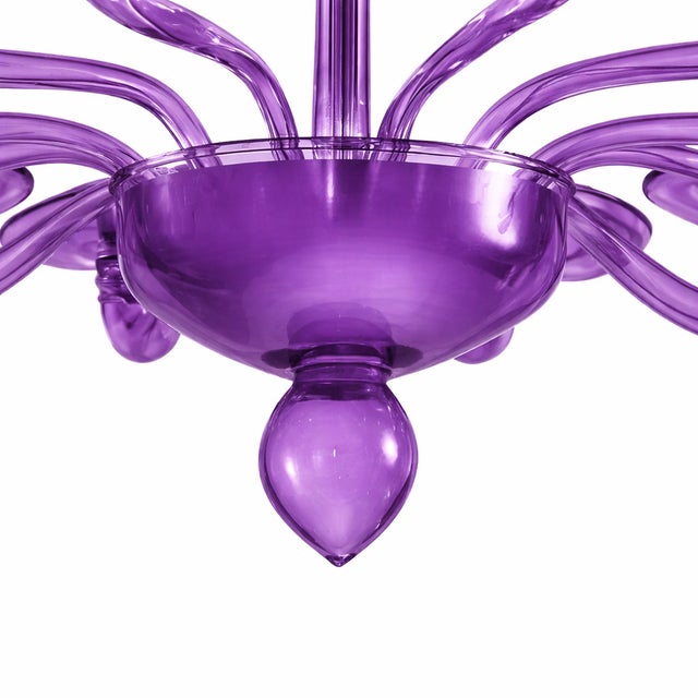 Glass Italian Contemporary Violet Murano Style Glass Chandelier For Sale - Image 7 of 7