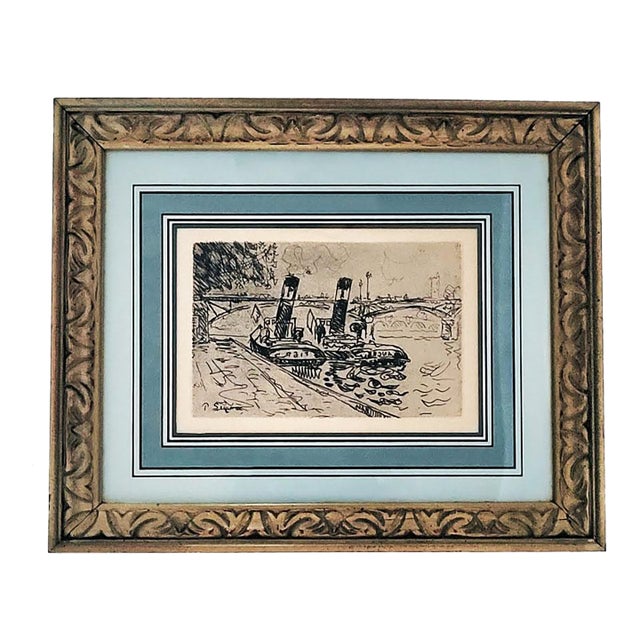 Paul Signac the Pont Des Arts Impressionist Etching by Paul Signac 1927 Authenticated For Sale
