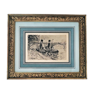 Paul Signac the Pont Des Arts Impressionist Etching by Paul Signac 1927 Authenticated
