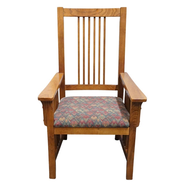 NICHOLS & STONE Quarter Sawn Oak Mission Style Arts & Crafts Dining Arm Chair 4033-0460 / 796-4014 41" High 26.25" Wide...