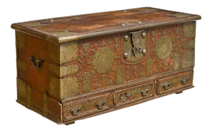 Indian Brass Mounted Stained Hardwood Chest