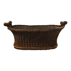 Oversized Antique French Boulangerie Shop Basket W/ Wooden Slats