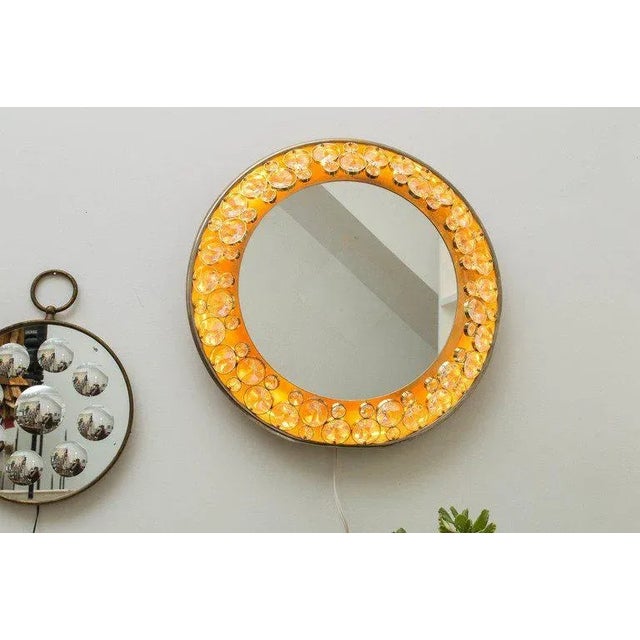 1960s Palwa Illuminated Mirror – Brass & Crystal Hollywood Regency Glam For Sale - Image 9 of 10