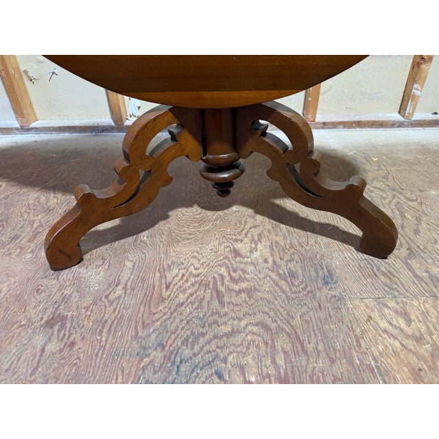 Antique Victorian Style Fold Top Parlor Table Accent Table For Sale - Image 9 of 14