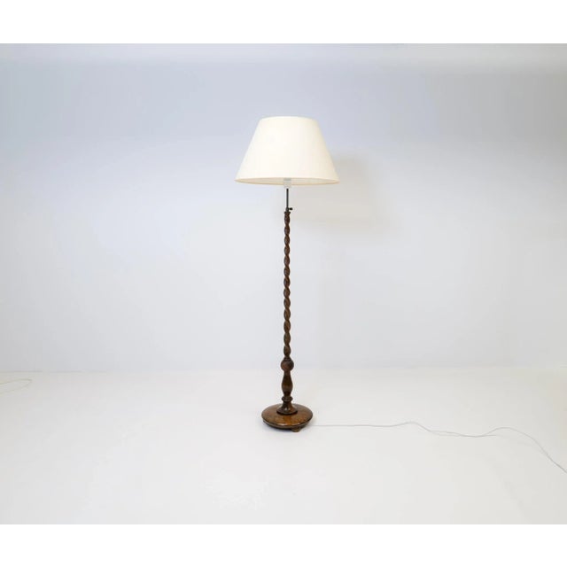 Art Deco Organic Swirl Floor Lamp in Stained Birch, Sweden, 1940s For Sale - Image 3 of 14