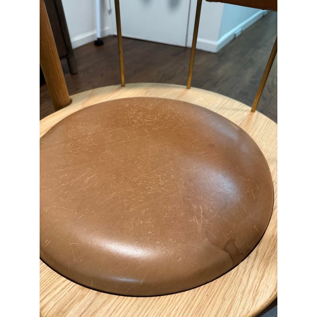 Crump & Kwash Montgomery Dining Chairs Set of 3 Oak Leather Brass For Sale In New York - Image 6 of 10