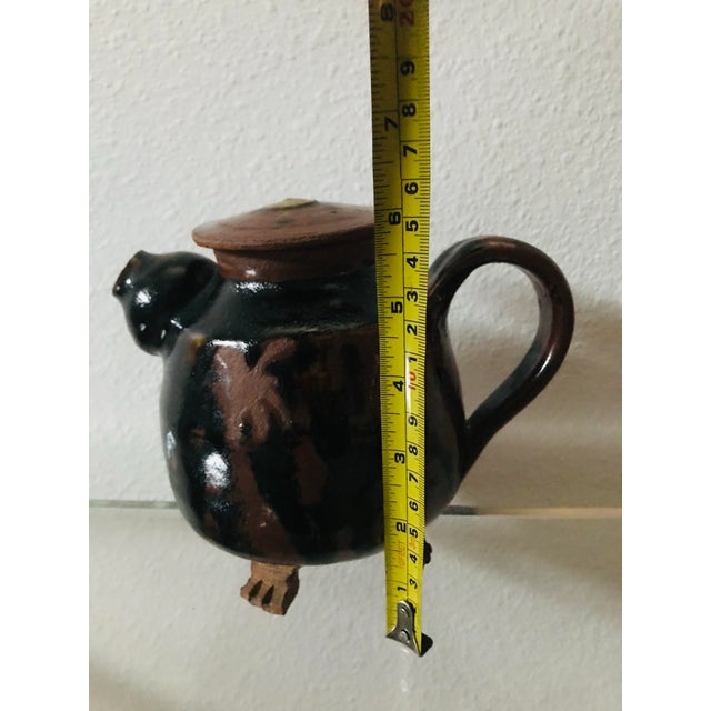 Late 20th Century Signed Quirky Studio Pottery Tea Pot With Feet For Sale - Image 5 of 12