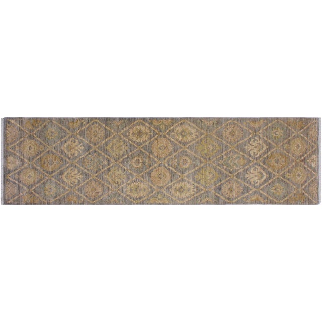 Boho Chic Ziegler Gray/Ivory Wool Runner Rug- 2'7'' X 9'2'' For Sale - Image 9 of 10