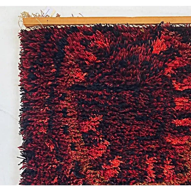Mid-Century Danish Modern Rya Wool Tapestry Wall Hanging 1960s For Sale - Image 4 of 6