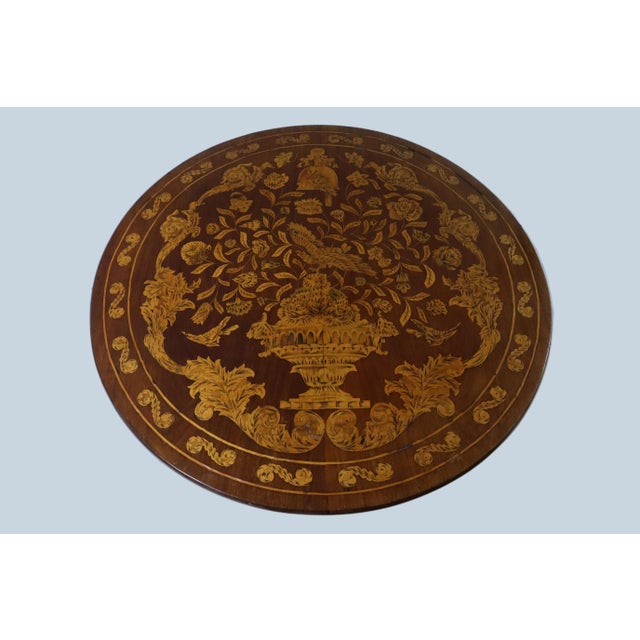 Art Nouveau Late 18th Century Stunning Late 18thc. Dutch Marquetry Tilt Top Table With Box Wood Inlay For Sale - Image 3 of 14