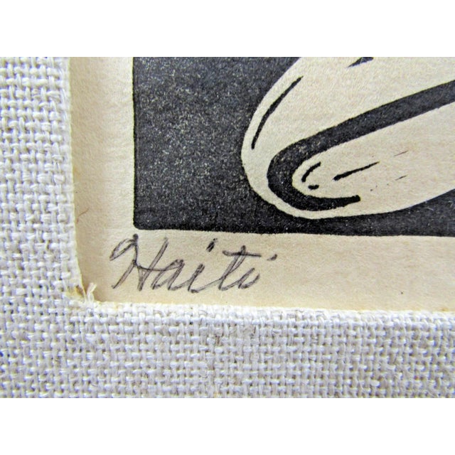1950s Fannie Mennen Matted Woodcut Block Print Haiti From Plum Nelly Art Show For Sale - Image 4 of 7