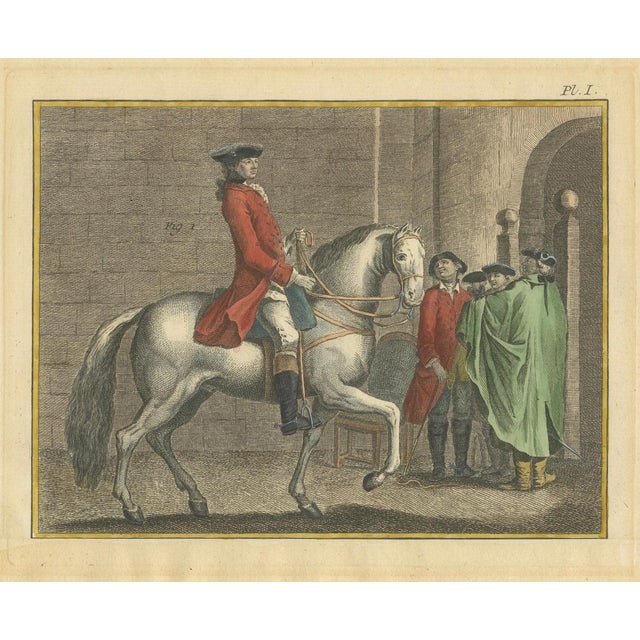 Robert Bénard after Harguiniez, Piaffe Dressage Lesson in the Pillars Encyclopédie Horse, 1750, Paper Engraving For Sale - Image 3 of 9